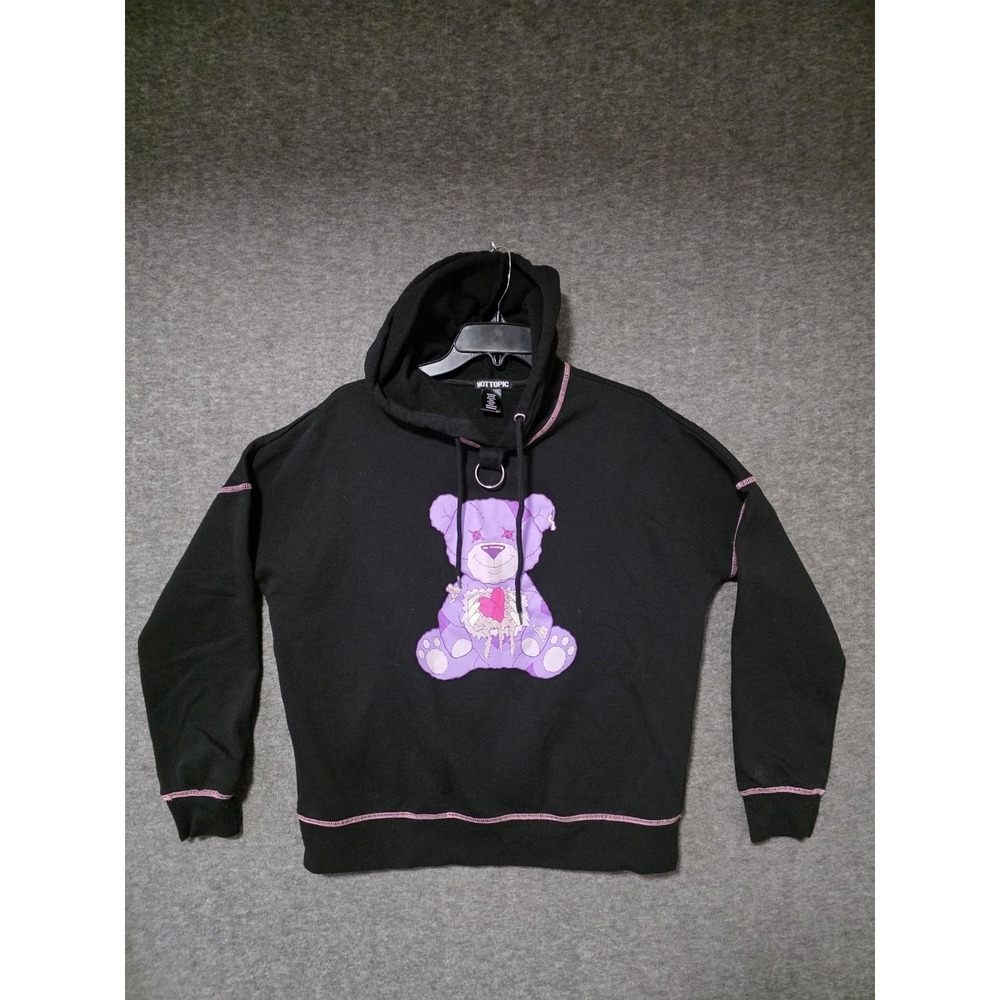 Hot Topic Purple Rip‎ Zombie Bear Hoodie Sweatshirt Halloween Overs Goth Medium